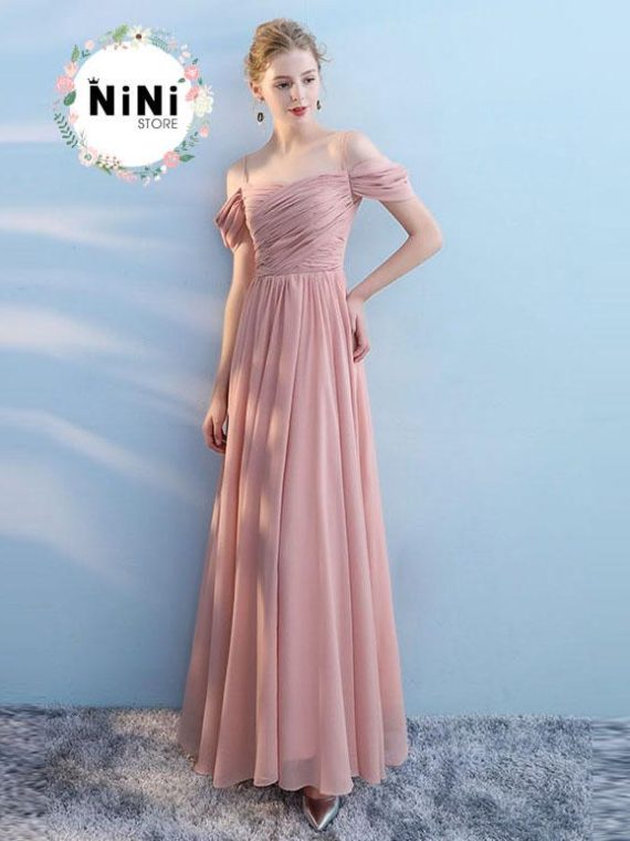 Đầm xòe nhẹ dập ly hồng 2 dây - Bán sỉ thời trang mỹ phẩm