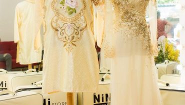 15 mẫu áo dài cưới màu vàng đồng đẹp xu hướng hot 2022