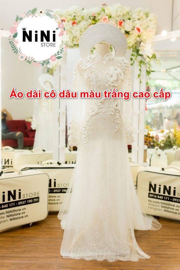 15 mẫu áo dài cô dâu màu trắng cao cấp tinh tế nhất