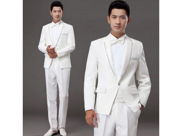Mua Bộ Vest Nam Cao Cấp Màu Trắng, Bộ suit nam Hàn Quốc màu trắng ( Vải Xịn  2 Lớp ) | Tiki