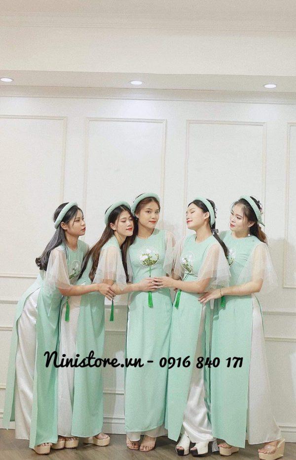 Top 14 mẫu áo dài bưng quả màu xanh ngọc đẹp nhất 2024 - NiNiStore 2024
