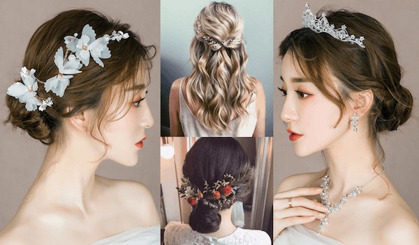10 Kiểu tóc cô dâu phù hợp với váy cưới trễ vai chuẩn nhất